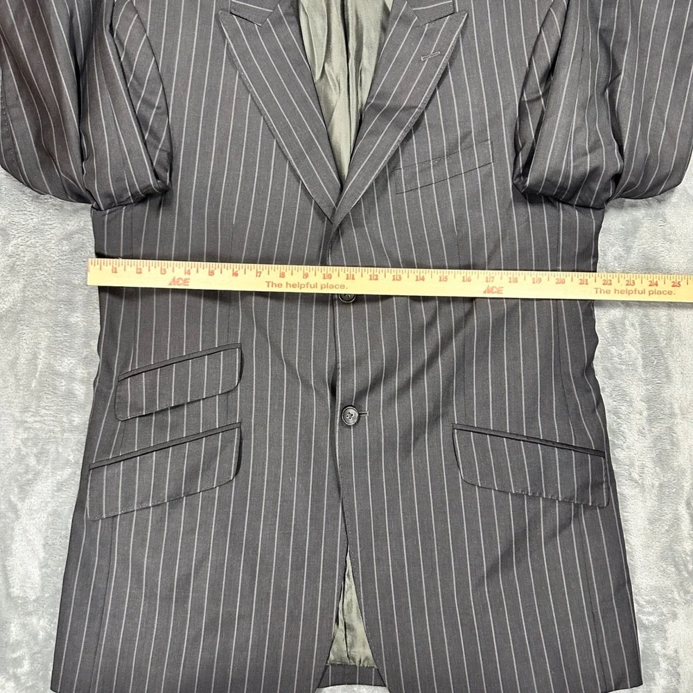 Banana Republic Mens 44R Wool Pinstripe Blazer Jacket Charcoal Grey 324008-00